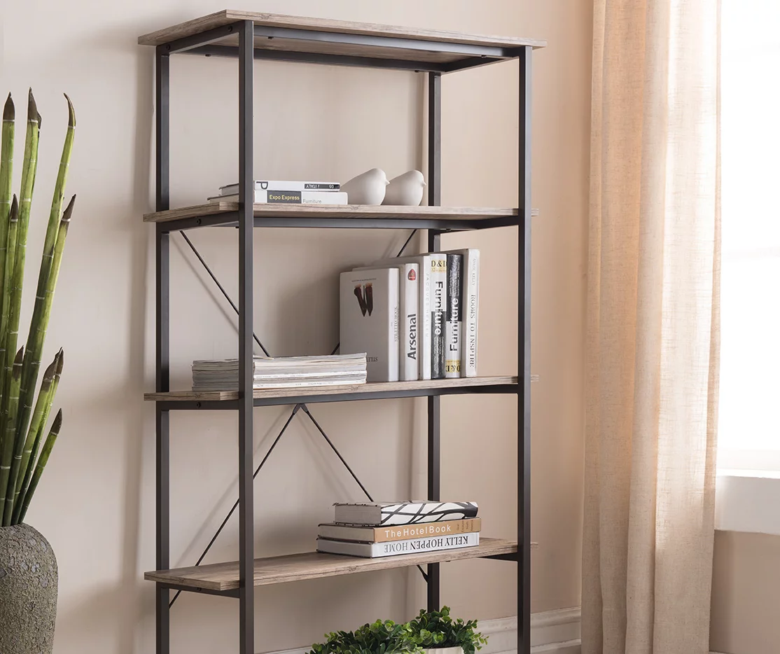 Real Living Rustic 5-Shelf Bookcase - Image 5