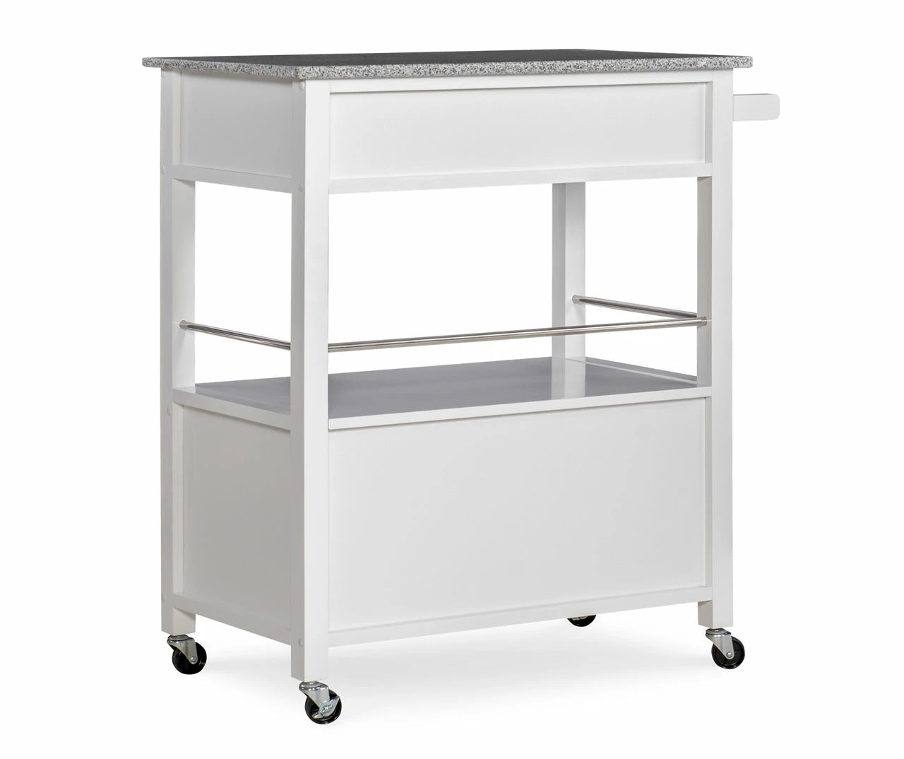 White Double Door Kitchen Cart With Granite Top - Image 5