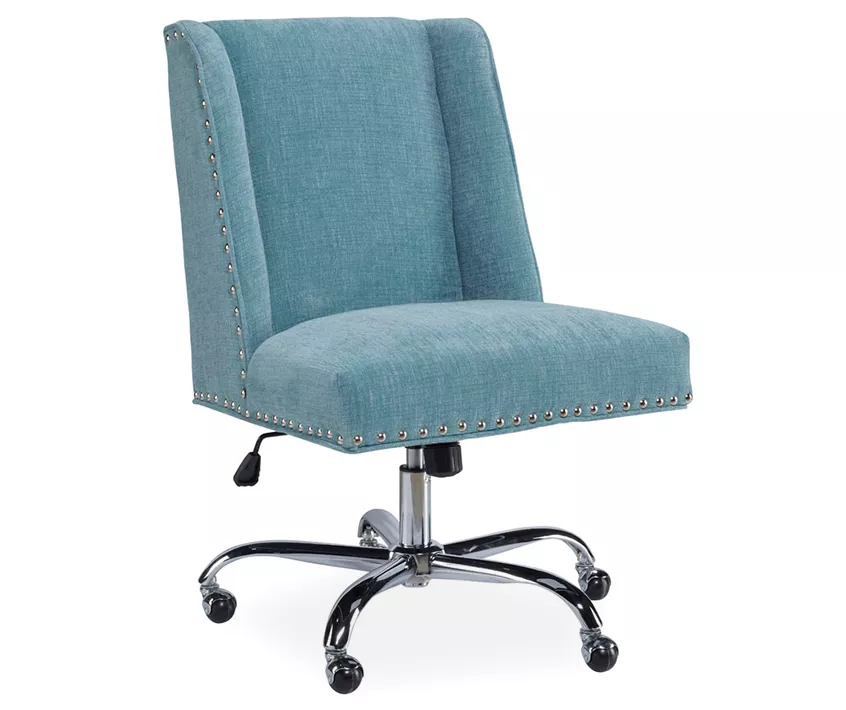 Aqua Square Back Office Chair With Nailhead Trim