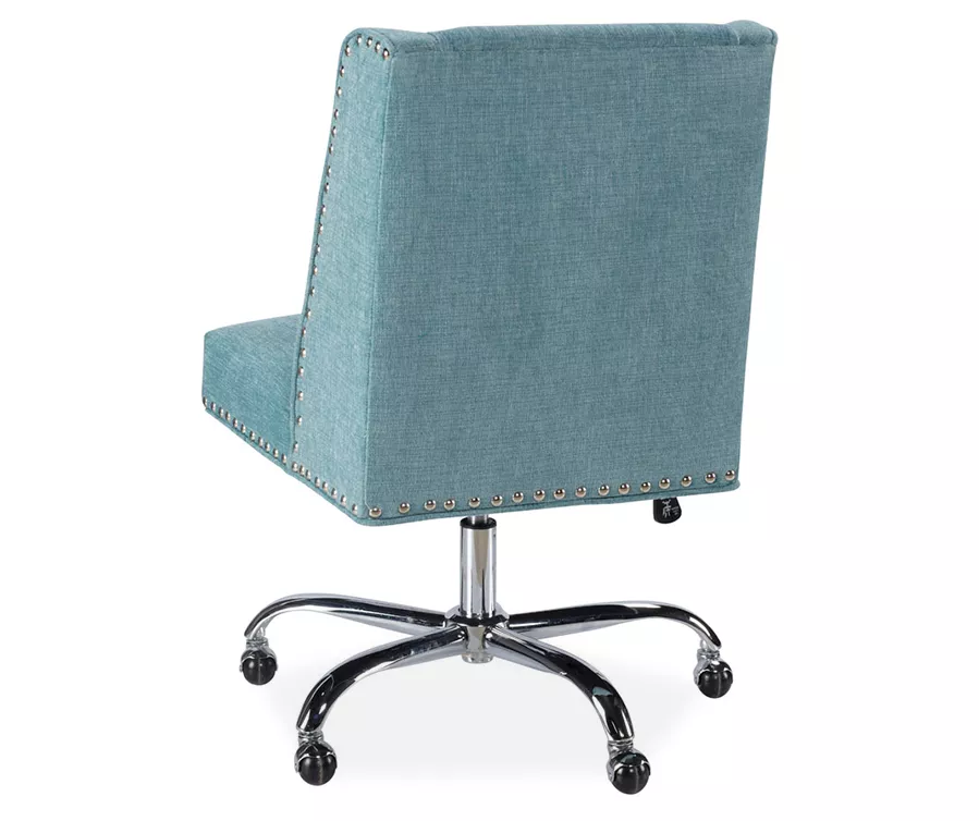Aqua Square Back Office Chair With Nailhead Trim - Image 3