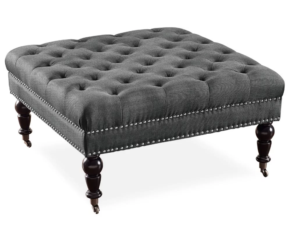 Claire Charcoal Square French Country Ottoman