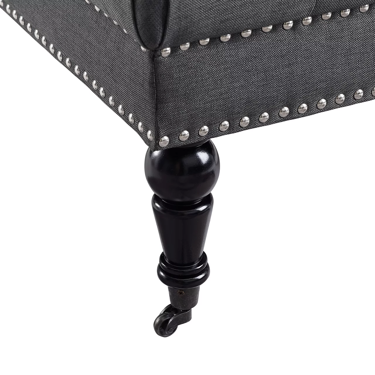 Claire Charcoal Square French Country Ottoman - Image 3