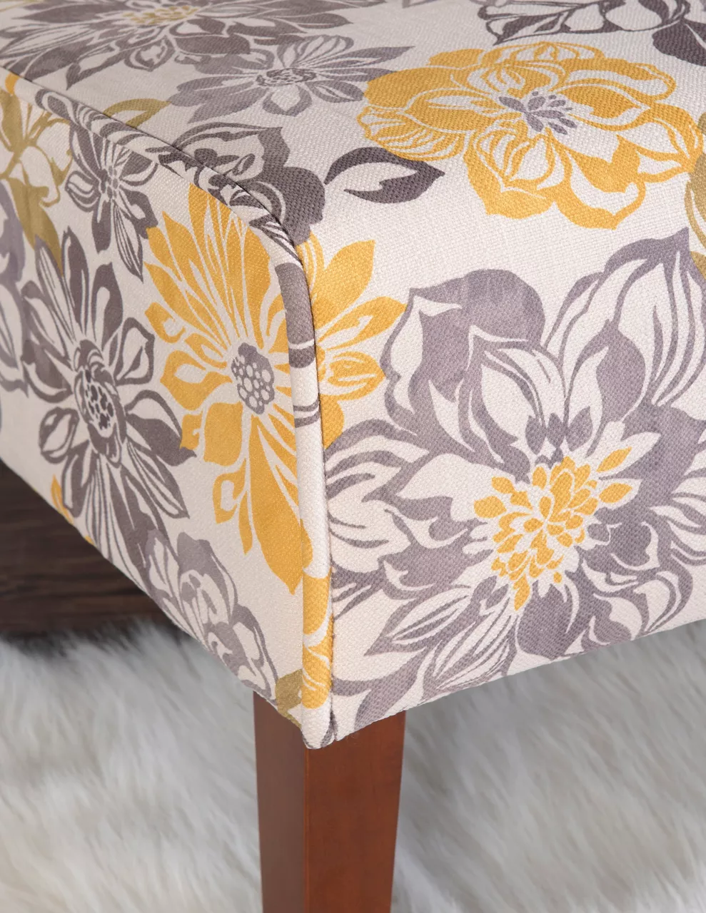 Shleby Gray & Yellow Floral Armless Accent Chair - Image 4