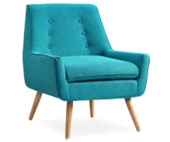 Sara Blue Flannel Mid-Century Accent Chair