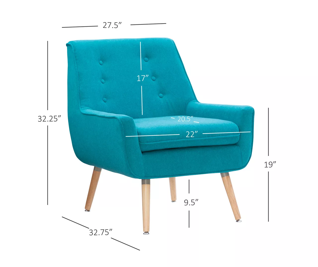 Sara Blue Flannel Mid-Century Accent Chair - Image 11