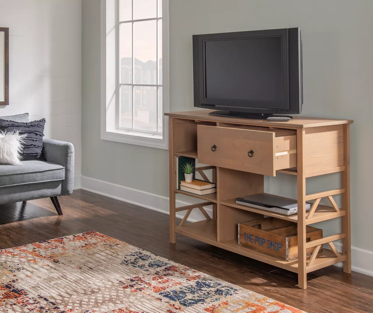 Rockford Rustic Gray 5-Shelf TV & Media Center - Image 11