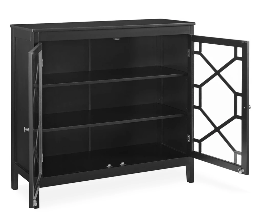 Ava Black Geometric 2-Door Cabinet - Image 3