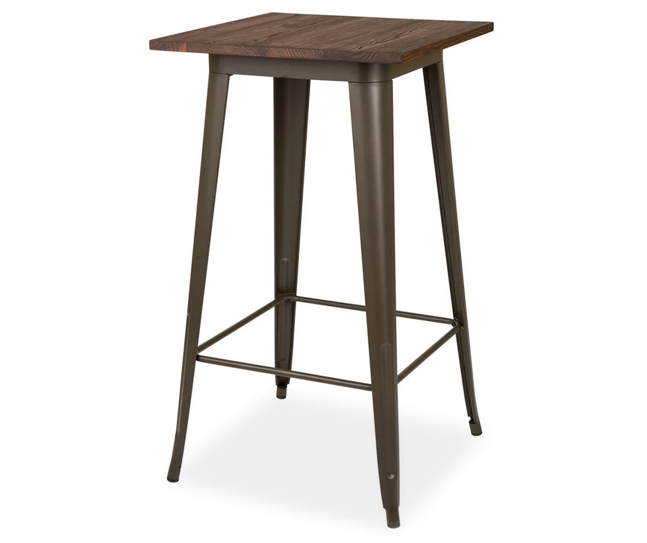 Elm Wood Rustic Wood & Steel Square Bar Table