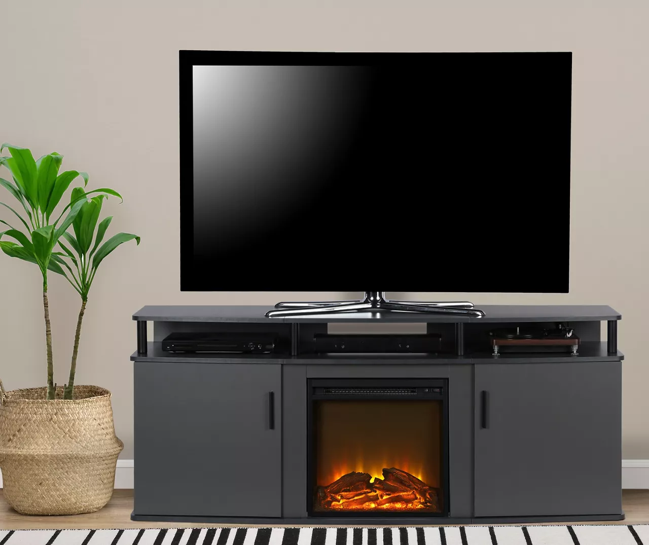63" Gray Electric Fireplace Console - Image 4