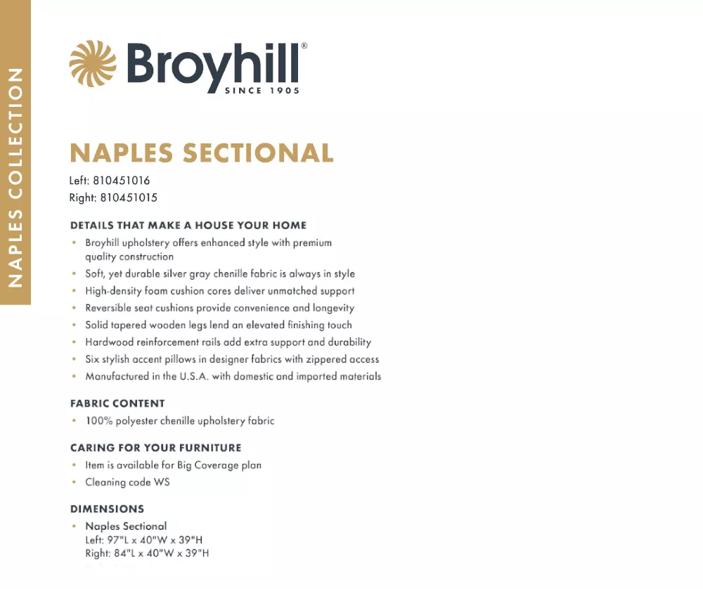 Broyhill Naples Living Room Sectional - Image 3