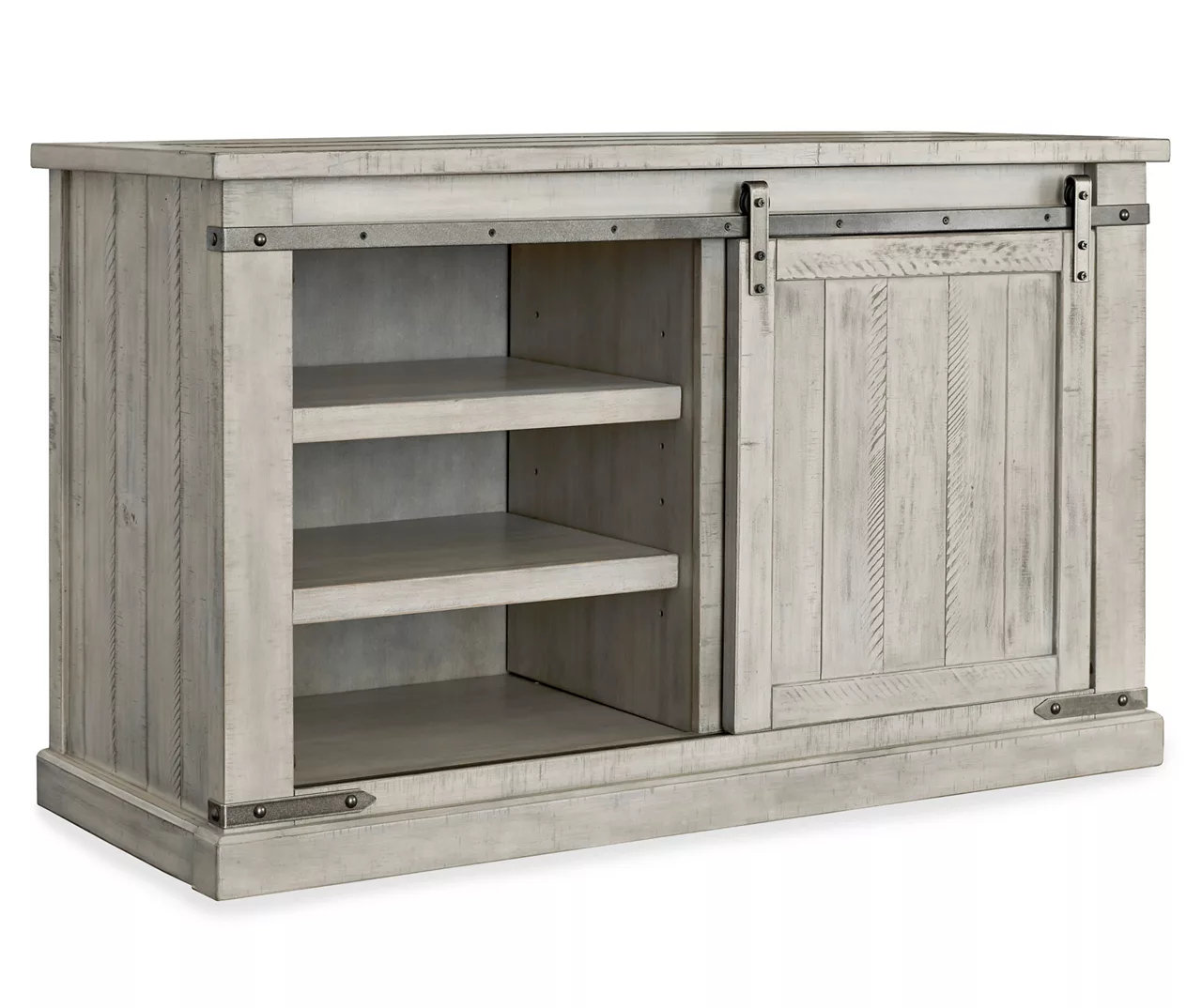 Carynhurst Whitewash Sliding Barn Door TV Stand - Image 2