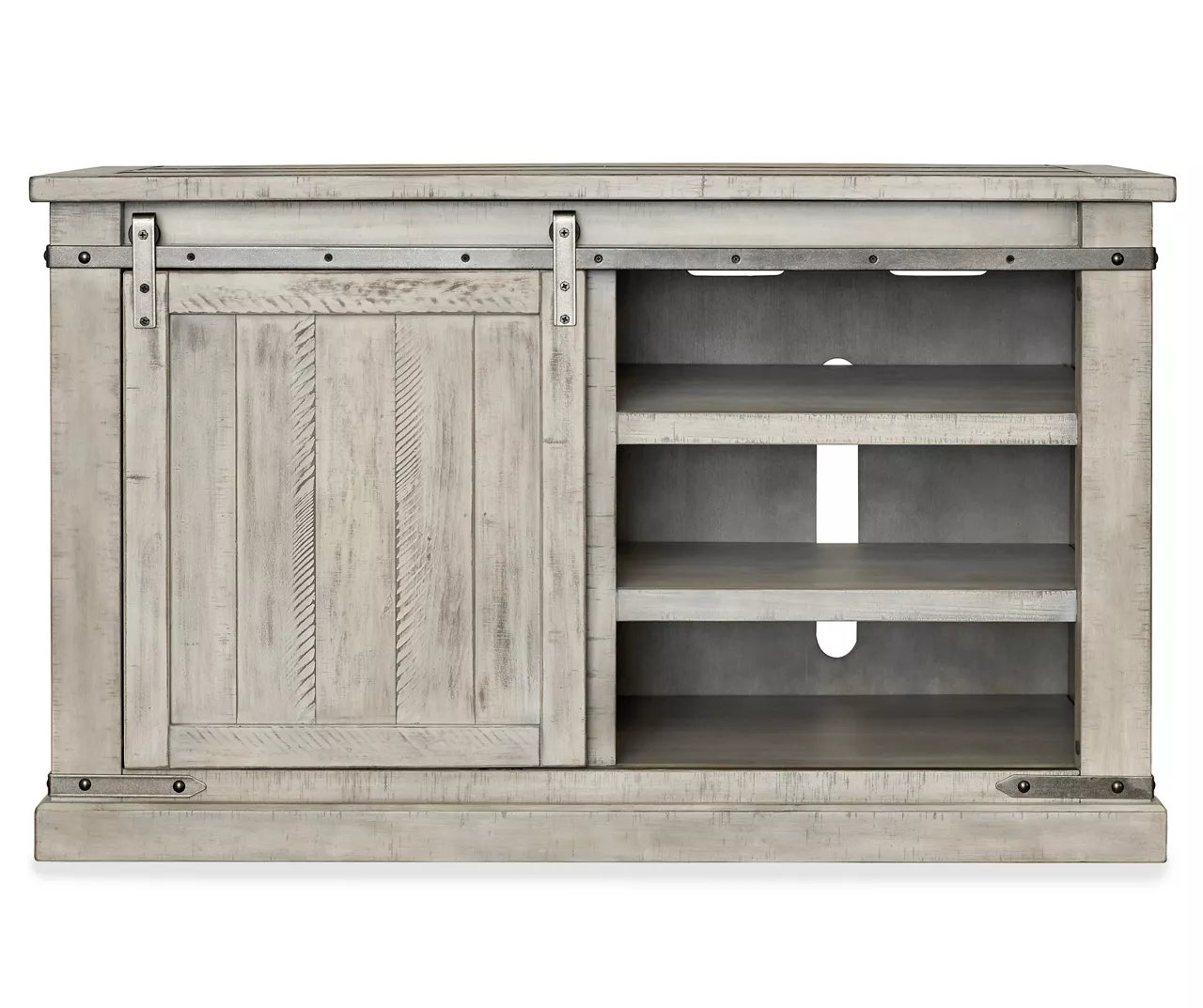 Carynhurst Whitewash Sliding Barn Door TV Stand