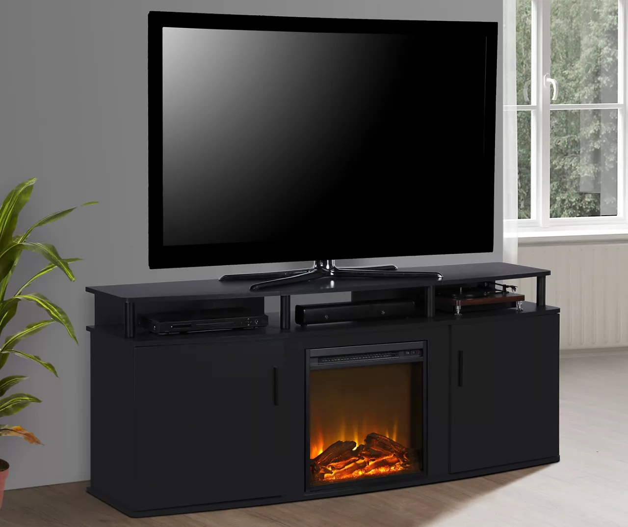 63" Bridgeport Black Electric Fireplace Console - Image 2