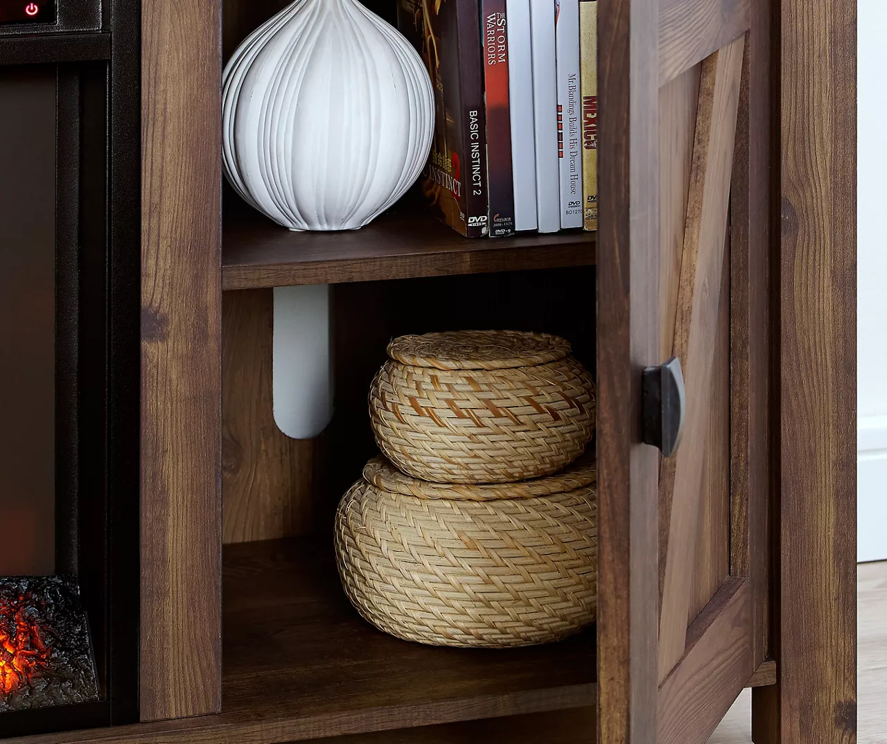 59" Century Lane Rustic Brown Electric Fireplace Console - Image 2