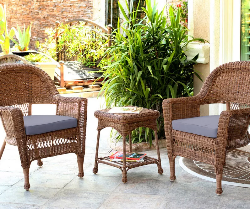 Honey 3-Piece Cushioned Patio All-Weather Wicker Chat Set - Image 3