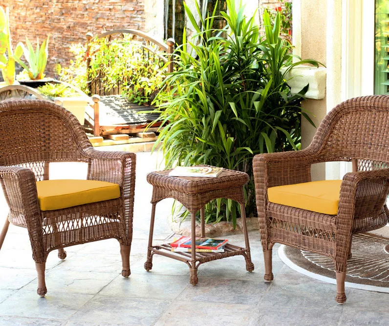 Honey 3-Piece Cushioned Patio All-Weather Wicker Chat Set - Image 9