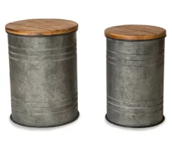 Farmhouse Storage Stools, 2-Pack