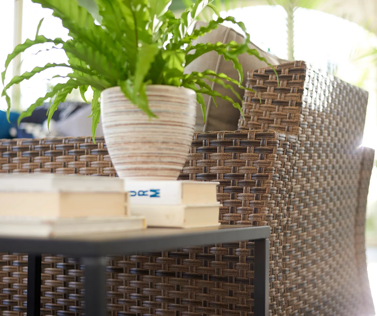 Broyhill Eagle Brooke All-Weather Wicker Swivel Cushioned Patio Glider - Image 6