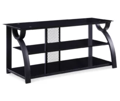 44" Black Glass & Metal TV Stand