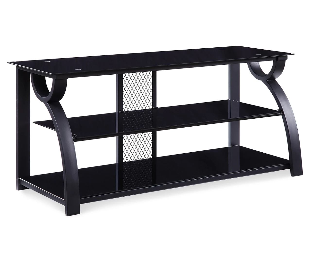 44" Black Glass & Metal TV Stand