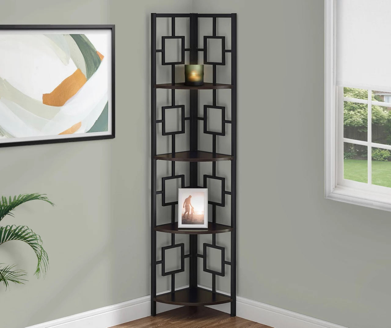 Espresso Square 4-Shelf Corner Bookcase - Image 2