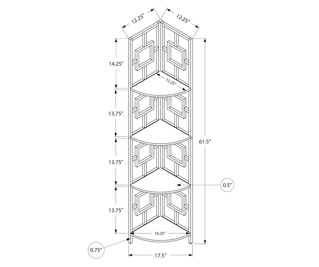 Espresso Square 4-Shelf Corner Bookcase - Image 3