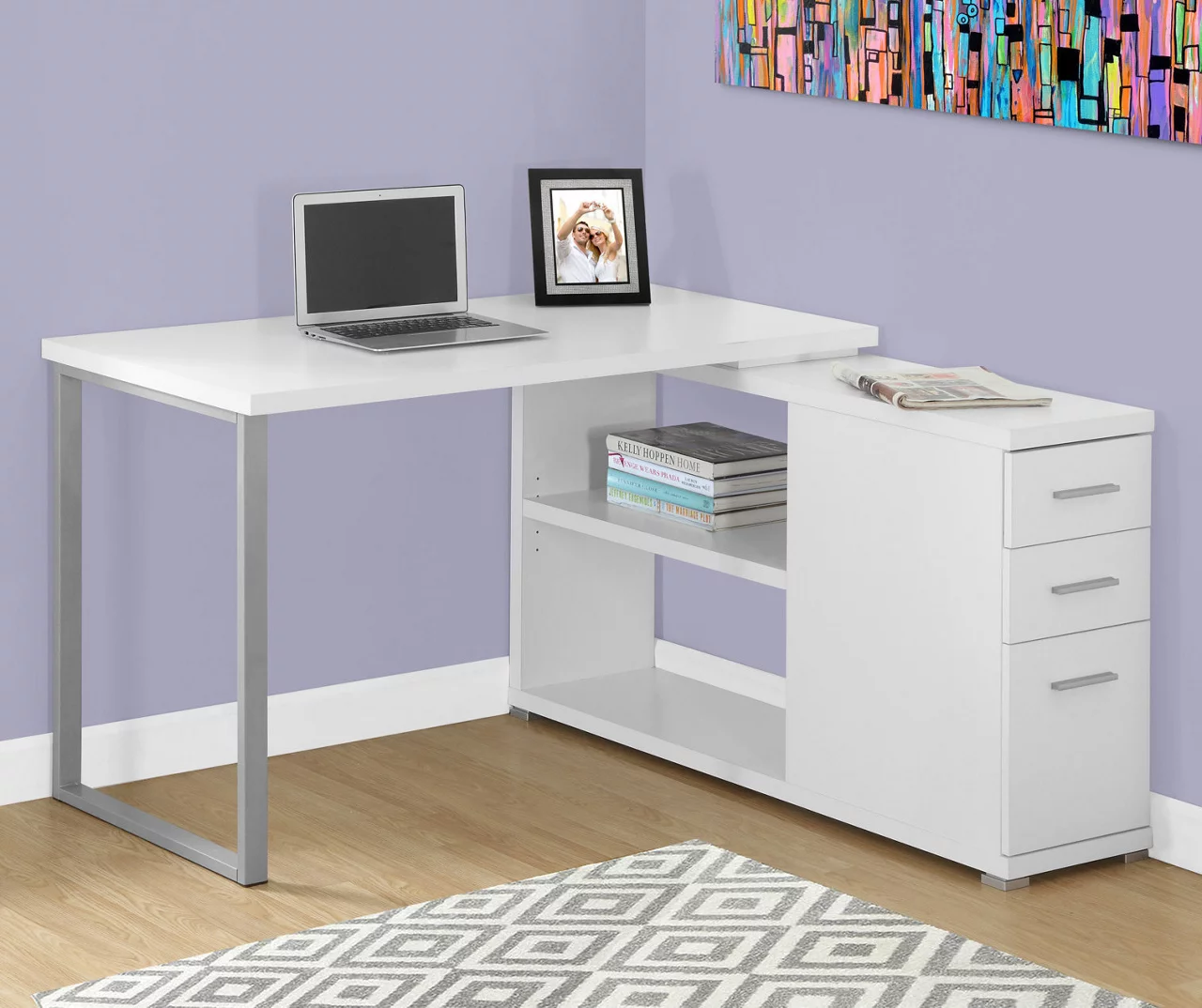 White Reversible L-Shaped Corner Desk - Image 2