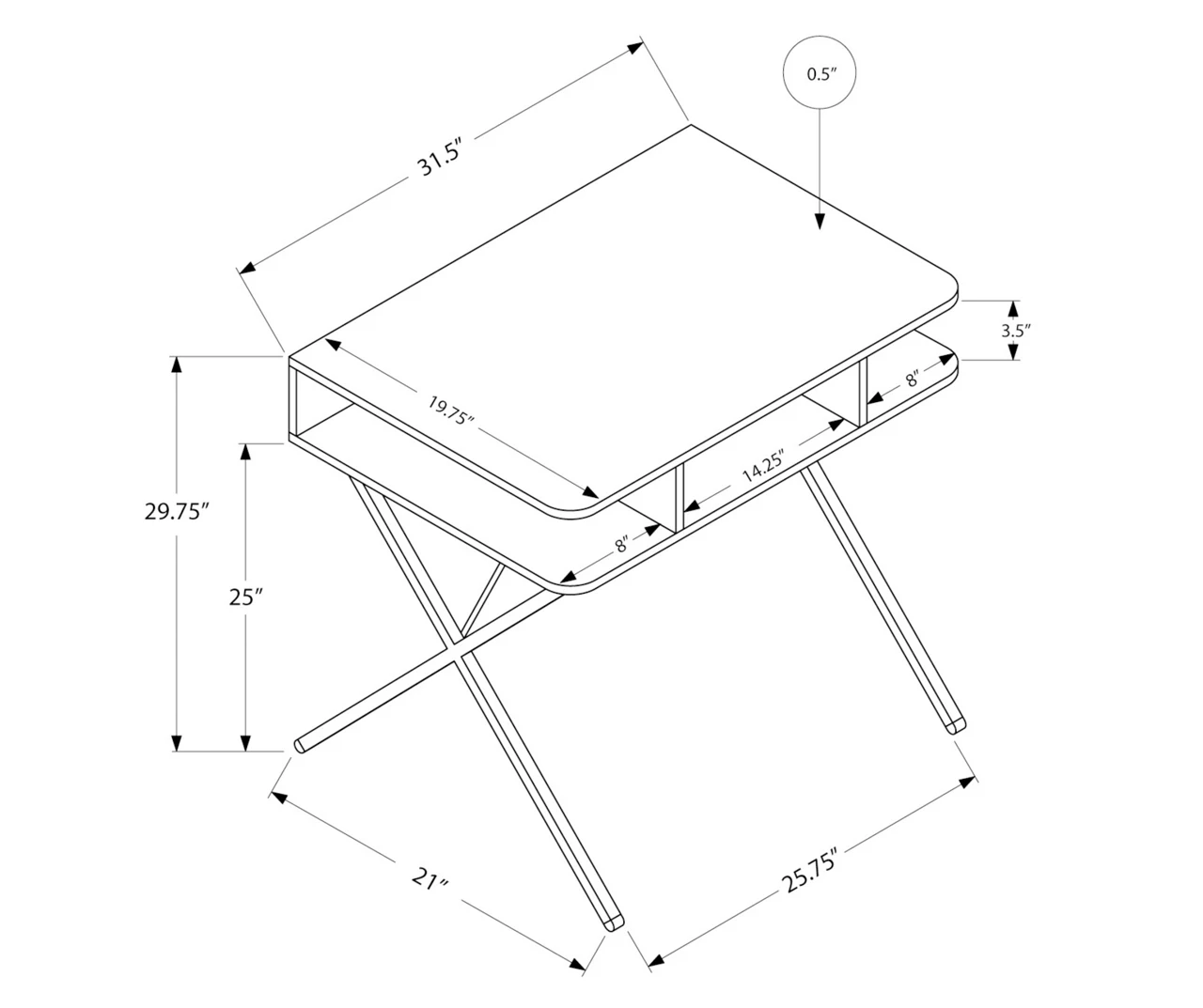 Silver & White Writing Desk - Image 3