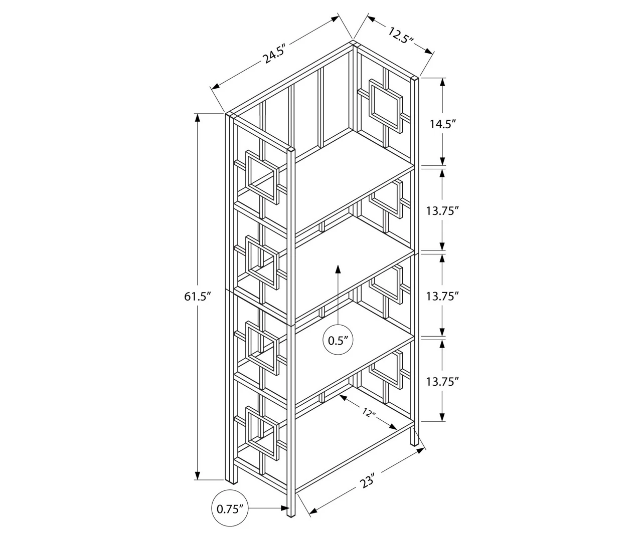 White Square 4-Shelf Open Bookcase - Image 3