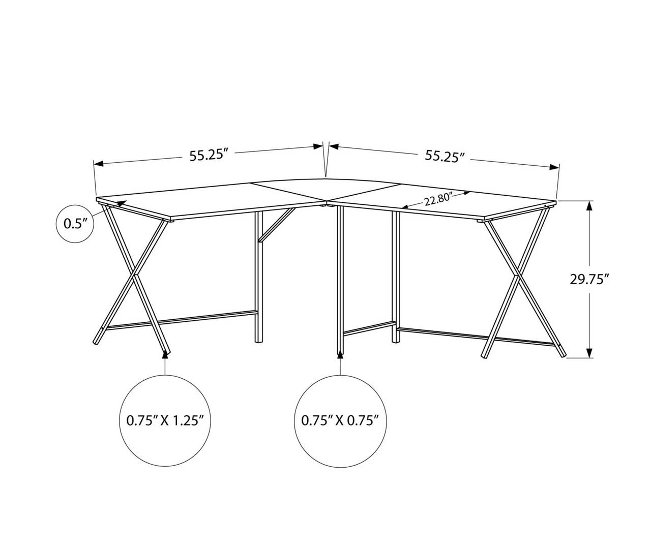 Monarch X Leg L-Shaped Corner Desk - Image 12