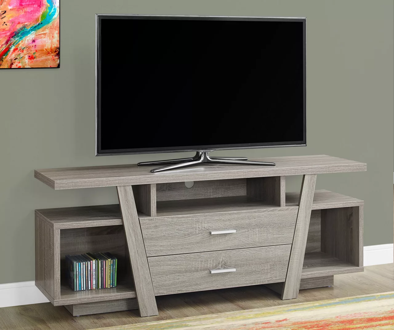 60" Dark Taupe 2-Drawer TV Stand - Image 2