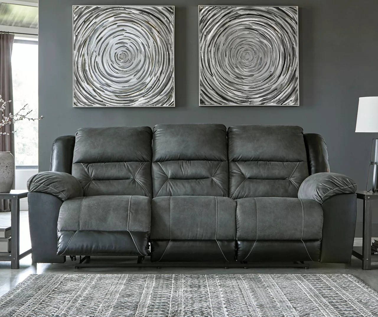 Earhart Faux Leather Reclining Sofa - Image 5