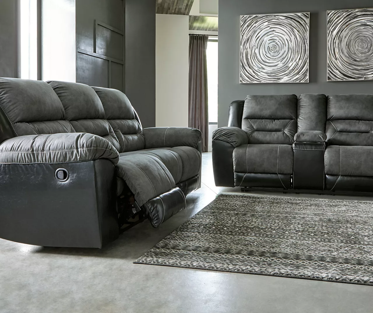 Earhart Faux Leather Reclining Sofa - Image 2