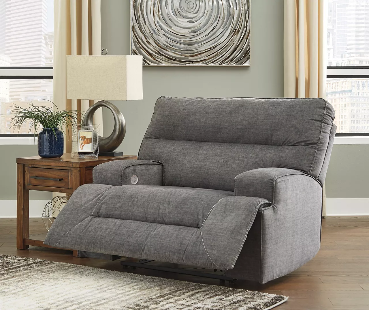 Coombs Charcoal Wide Seat Power Recliner - Image 2