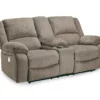 Draycoll Pewter Power Reclining Console Loveseat