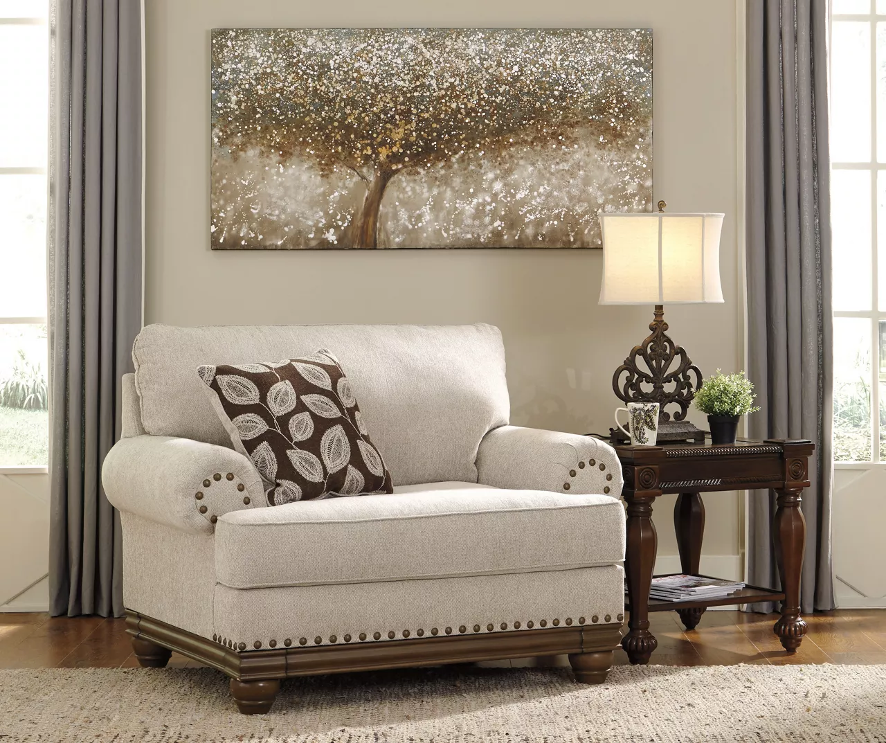 Harleson Wheat Nailhead Trim Chair And A Half - Image 2