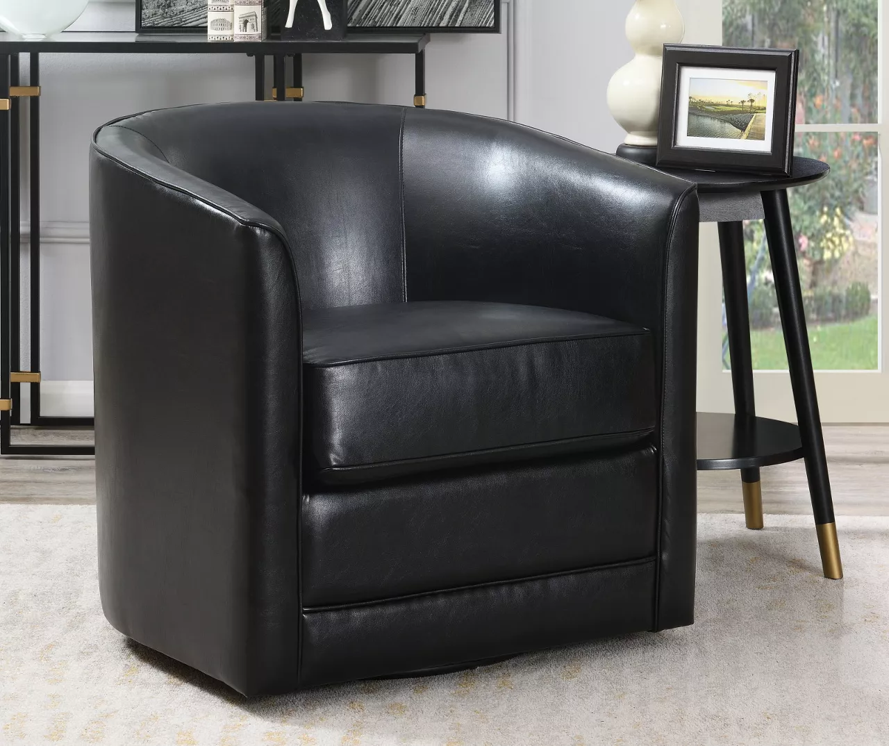 Hammond Classic Black Swivel Accent Chair - Image 7