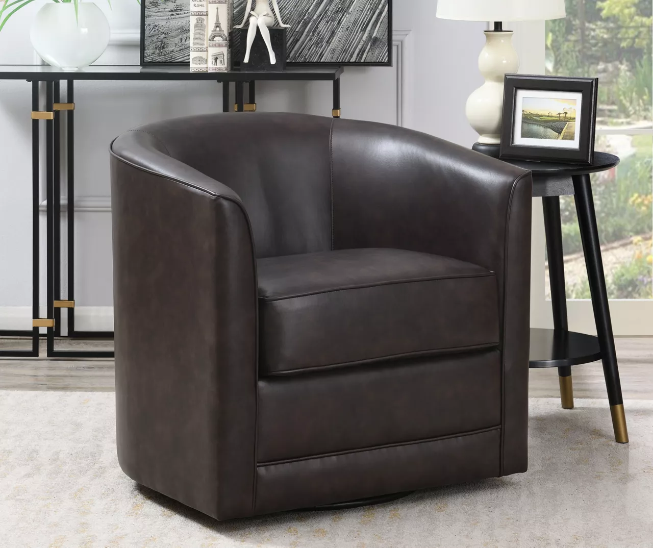 Willow River Hammond Faux Leather Swivel Accent Chair - Image 5