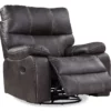 New Albany Dark Graphite Leather Look Micro Suede Swivel Reclining Glider
