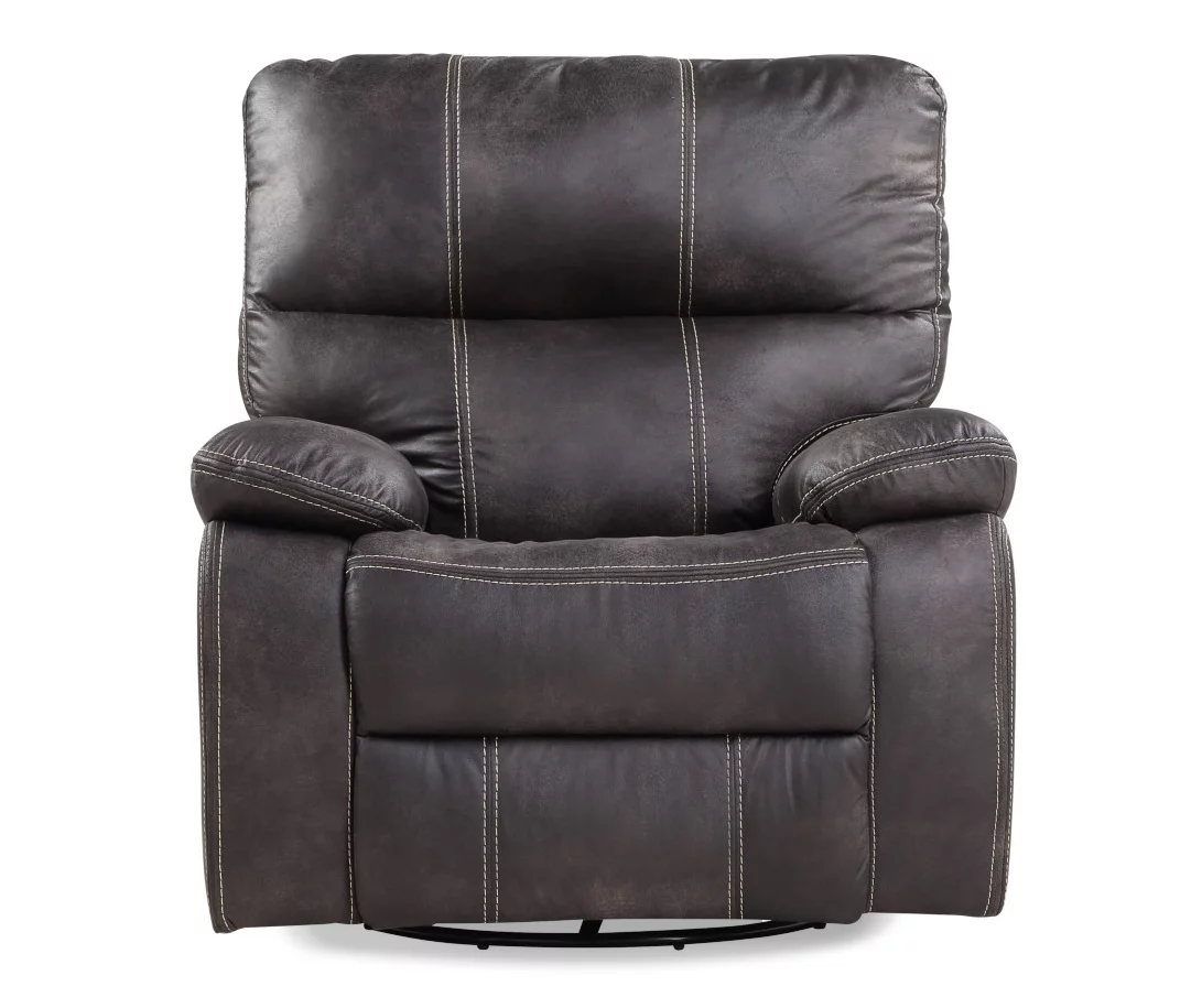 New Albany Dark Graphite Leather Look Micro Suede Swivel Reclining Glider - Image 2