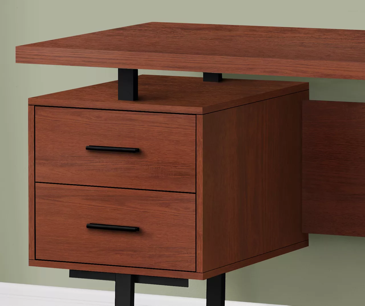 60" Cherry Woodgrain & Black Floating Desk - Image 3