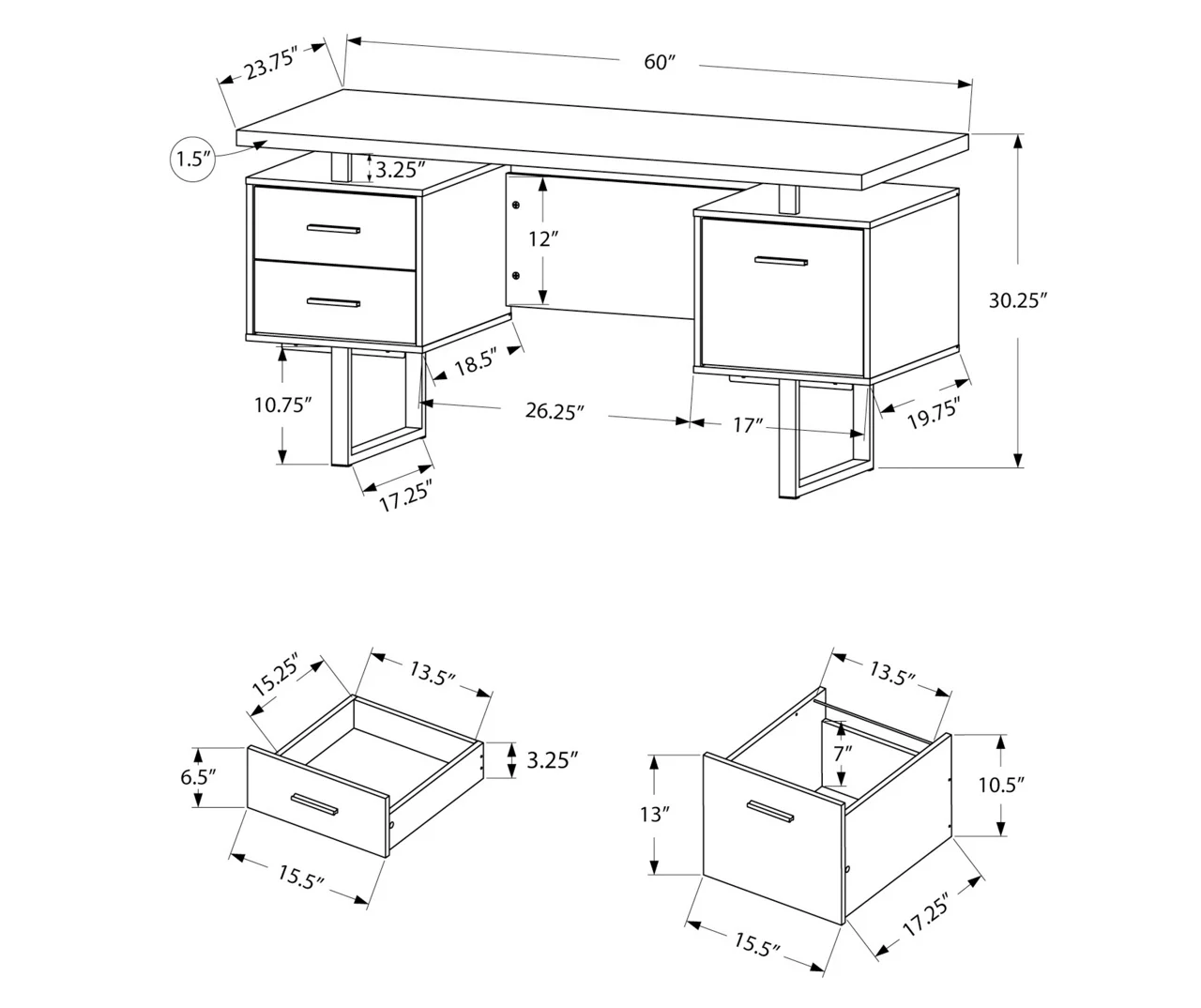 60" Cherry Woodgrain & Black Floating Desk - Image 5