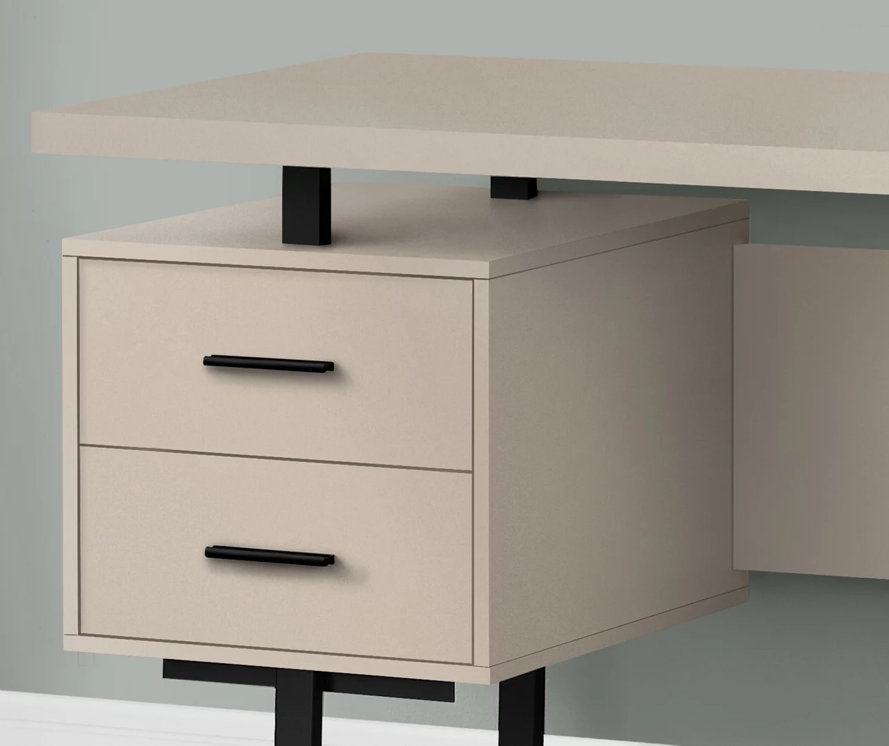 60" Taupe & Black Floating Desk - Image 3
