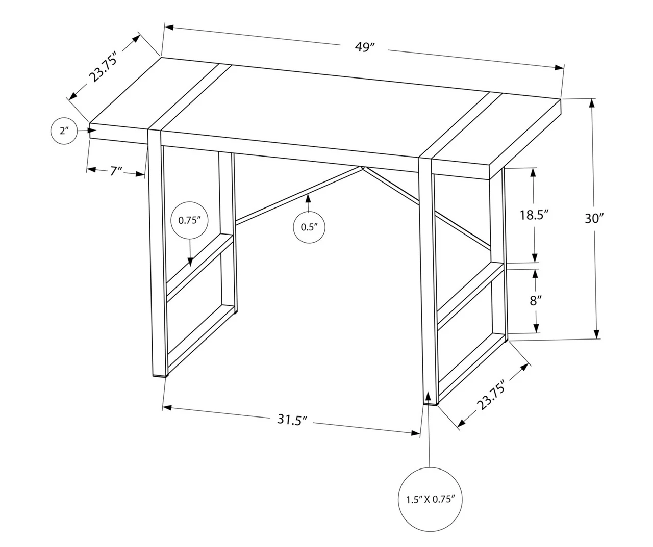Monarch Paneled Metal Computer Desk - Image 10