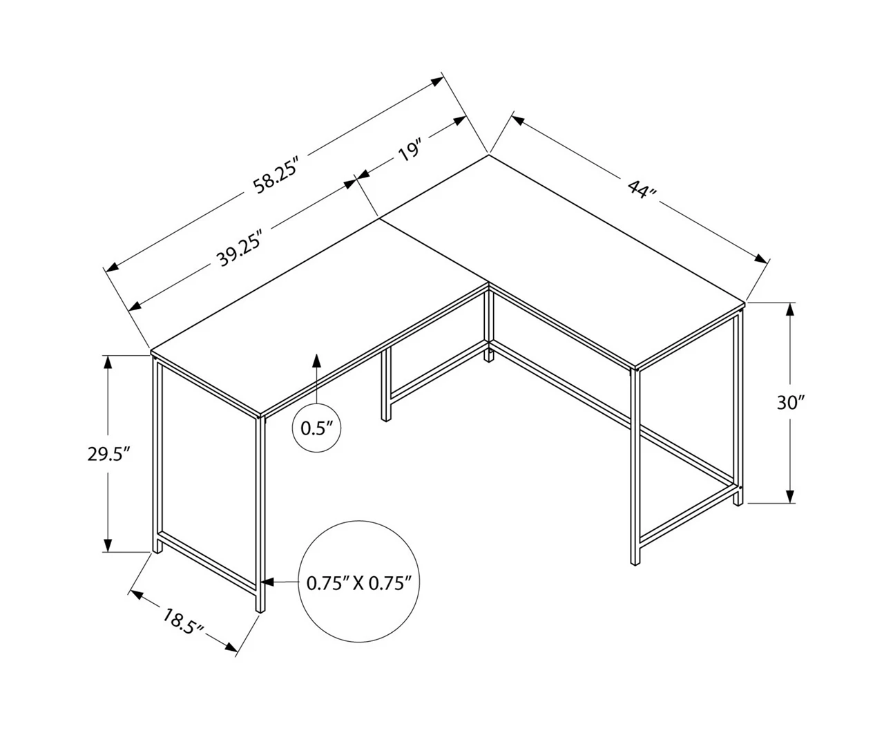 Black Metal L-Shaped Corner Desk - Image 10