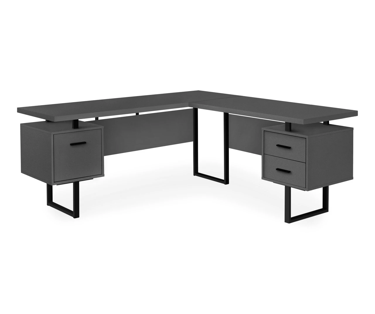 Black & Gray 3-Drawer L-Shaped Corner Desk