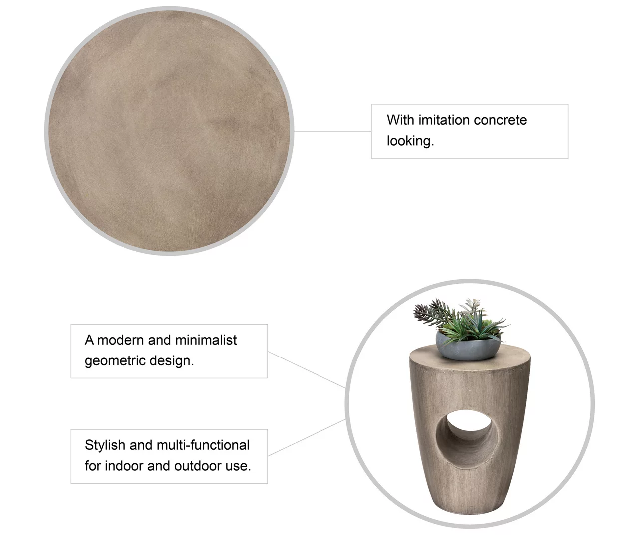 18" Round Concrete Look Garden Table - Image 9