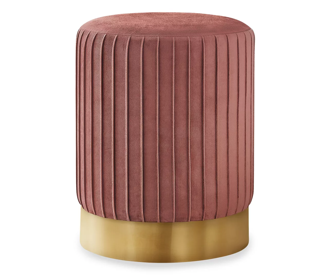 Pleated Velvet Upholstered Ottoman - Image 2