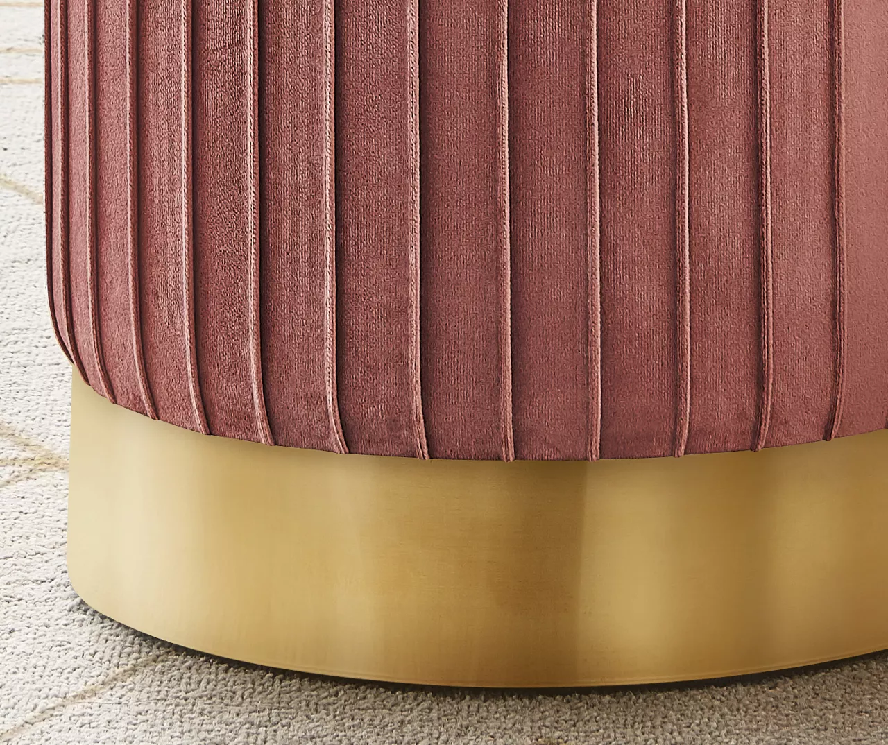 Pleated Velvet Upholstered Ottoman - Image 10