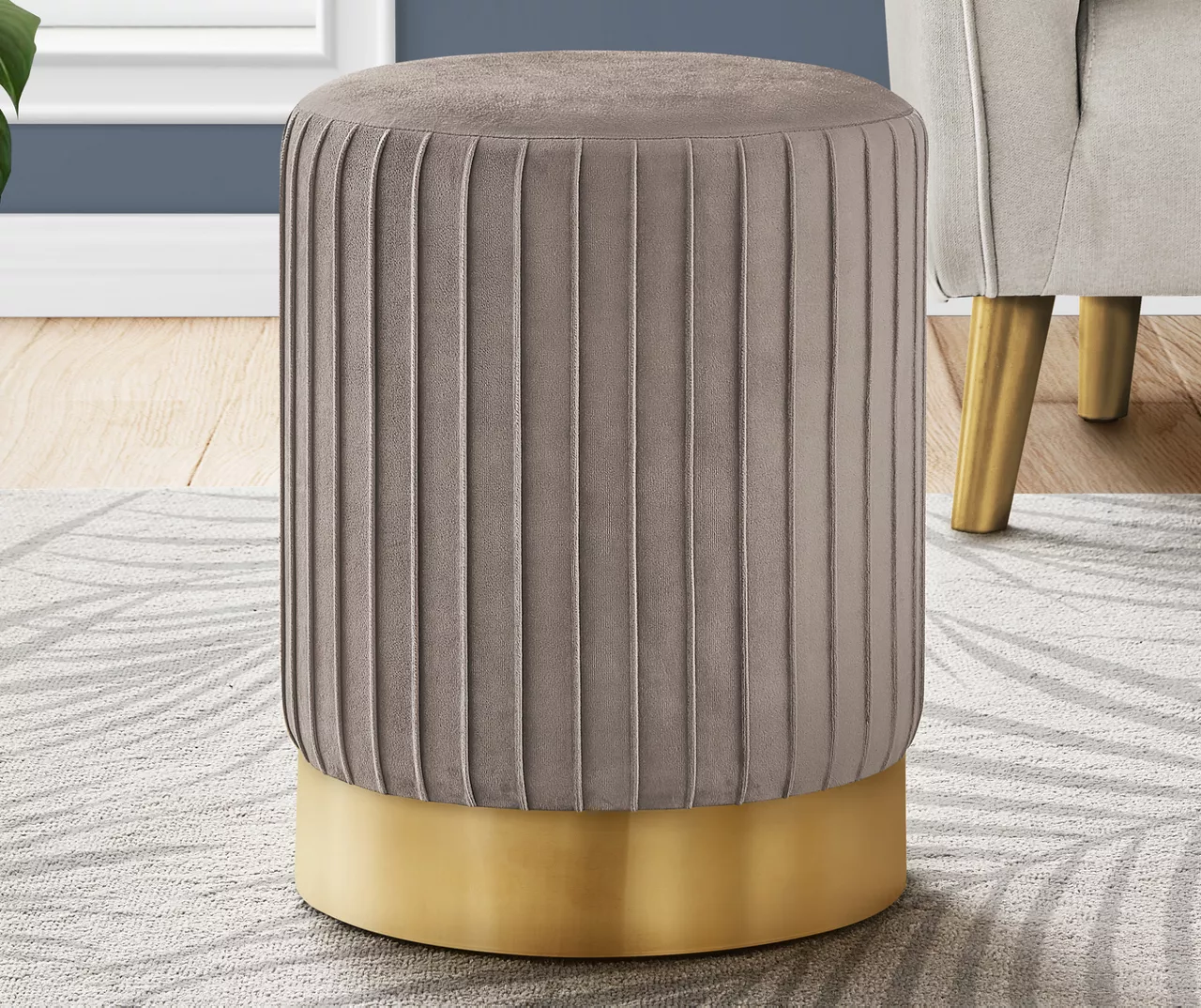 Pleated Velvet Upholstered Ottoman - Image 15